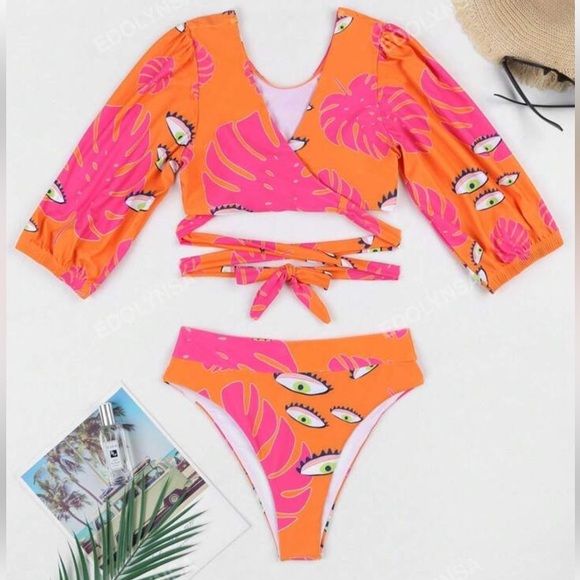 🩷👁️NWOT-SUPER CUTE & FUN ORANGE AND PINK BIKINI SZ M🩷👁️ - Picture 4 of 13